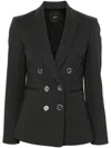 Pinko Alexia Double-breasted Grey Blazer In Black