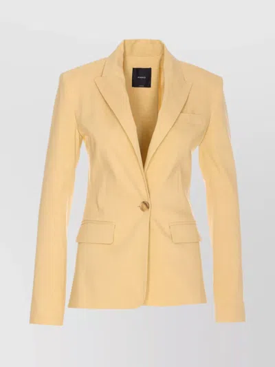Pinko Double Breasted Jacket V-neck In Yellow