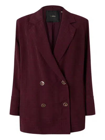 Pinko Double-breasted Patterned Jacket In Burgundy