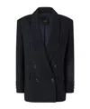 Pinko Double-breasted Pinstriped Wool Blazer In Black