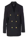 Pinko Double Breasted Jacket Gold Tone Buttons In Black