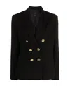 Pinko Double-breasted Stretch Blazer In Black