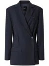 Pinko Wool Blend Double Breasted Jacket In Blue