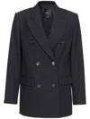 Pinko Double-breasted Twill Blazer With Tailored Silhouette In Black