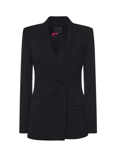 Pinko Double-breasted Viscose Blazer In Black