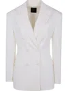 Pinko Double-breasted White Blazer With Notched Lapels In White
