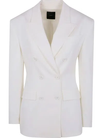 PINKO DOUBLE-BREASTED WHITE BLAZER WITH NOTCHED LAPELS