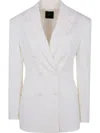 Pinko Double-breasted White Blazer With Notched Lapels In Multi