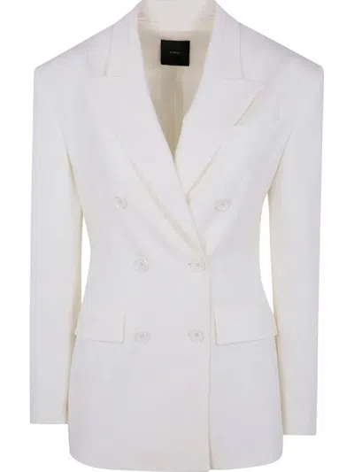 PINKO PINKO DOUBLE-BREASTED WHITE BLAZER WITH NOTCHED LAPELS