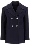 Pinko Double-breasted Wool Blend Caban In Blue