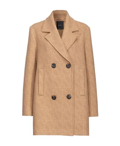 Pinko Double-breasted Wool-blend Coat In Brown