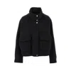 Pinko Short Double-faced Wool Coat With High Collar In Black