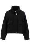 Pinko Double Cloth Spoon Caban In Fabric In Black