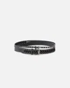 Pinko Double-effect Leather Belt With Threading In Noir Limousine-nickel Brillant