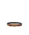 Pinko Double-face Belt With Love Birds Buckle In Brown
