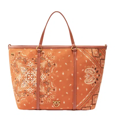 Pinko Double Handle Shoulder Bag In Orange
