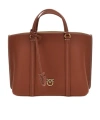 Pinko Double Handle Shoulder Bag In Brown