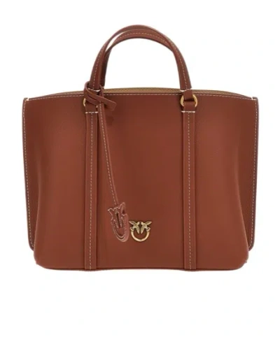 Pinko Double Handle Shoulder Bag In Brown