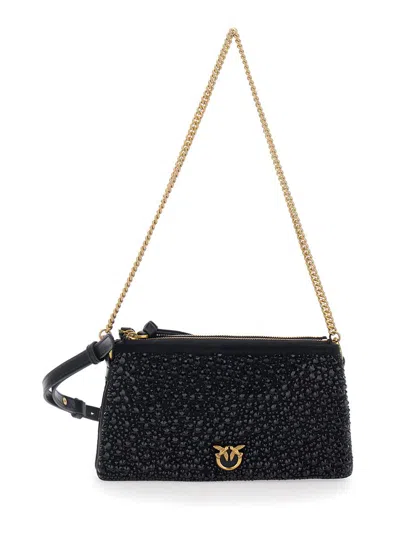 Pinko Double Mini Full Strass In Black