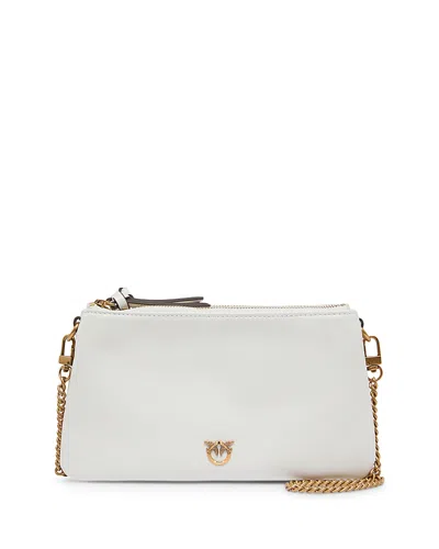 Pinko Double Mini Leather Crossbody In White