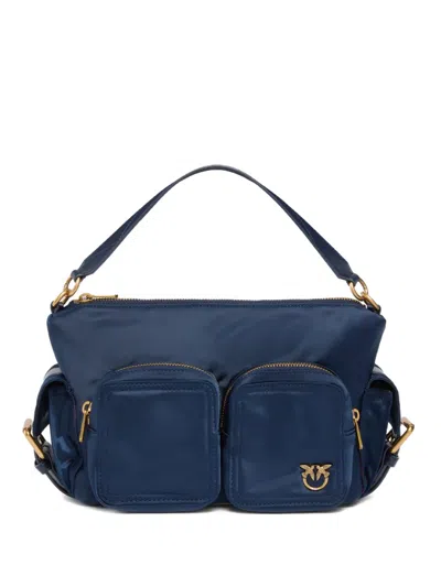 Pinko Double-pocket Top-handle Shoulder Bag In Blue