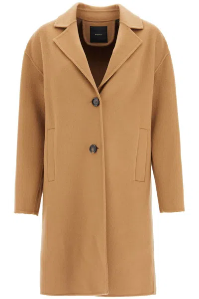 Pinko Double Wool Coat With Screwdriver Design In Beige