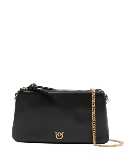 Pinko Double-zip Leather Cross-body Bag In Black