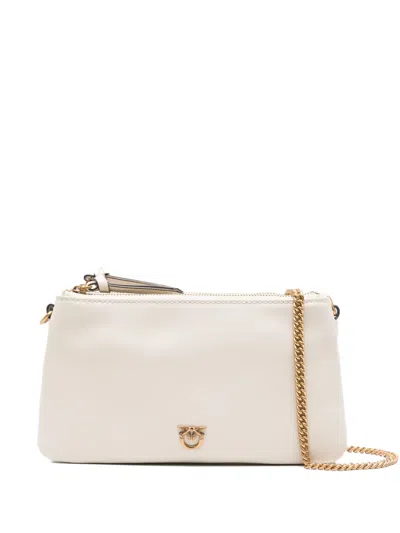 Pinko Double-zip Shoulder Bag In White