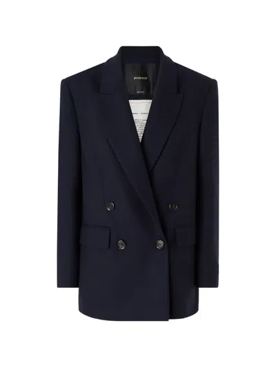 Pinko Double-breasted Blazer In Blue
