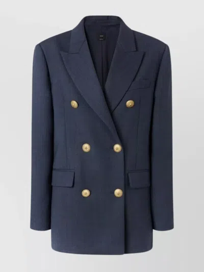 Pinko Double-breasted Blazer Flap Pockets In Blue