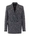 Pinko Double-breasted Jacket With Rhinestones And Jaguar Motif In Multi