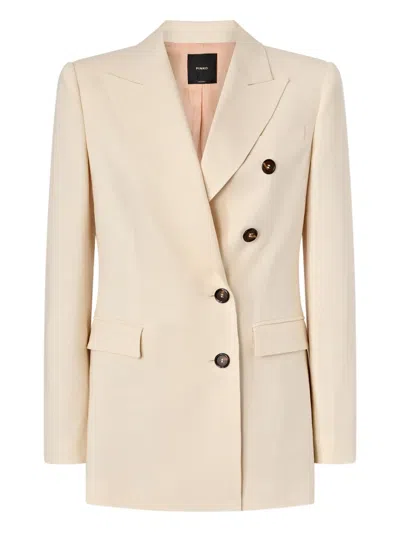 Pinko Double-breasted Blazer In Neutral