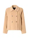 Pinko Double-breasted Cropped Coat In Brown