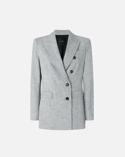 Pinko - Double-breasted Jacket In Slub Linen-blend Fabric - 46 In Gray