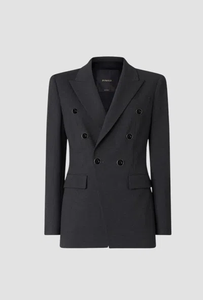 Pinko Double-breasted Jacket Slim Fit Woman Dark Grey In Black