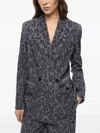 Pinko Double-breasted Jacket With Rhinestones And Jaguar Motif In Gray