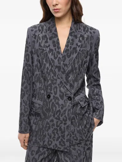 PINKO DOUBLE-BREASTED JACKET WITH RHINESTONES AND JAGUAR MOTIF