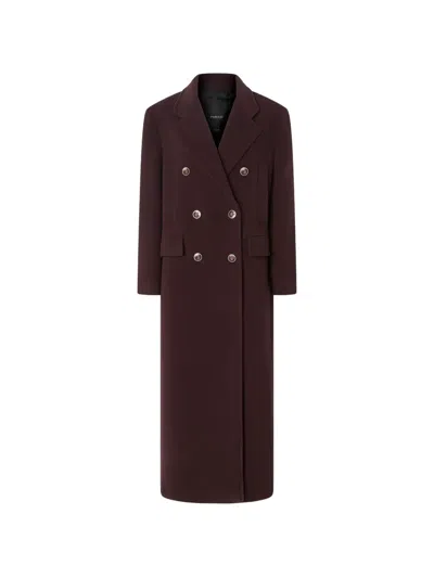 Pinko Double-breasted Longline Coat In Burgundy