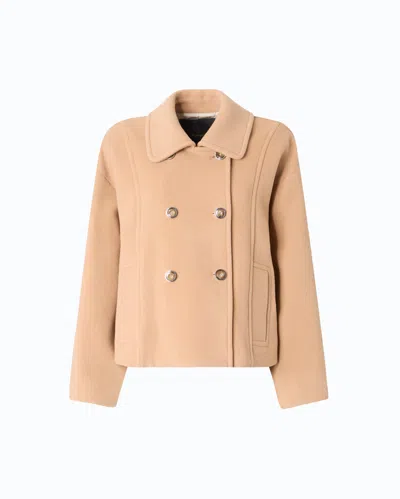 PINKO - DOUBLE-BREASTED PEA COAT IN DOUBLE-LAYERED WOOL-BLEND CLOTH - 36