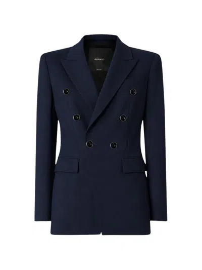 Pinko Double-breasted Peak-lapel Blazer In Blue