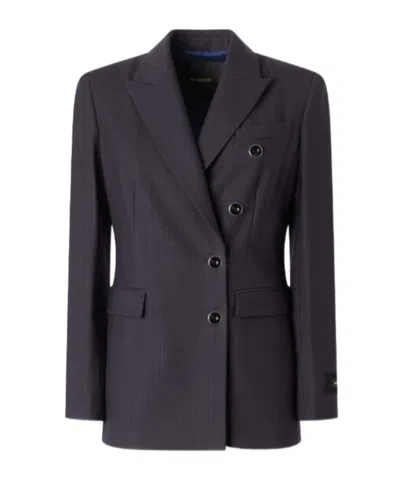 Pinko Double-breasted Slim-fit Wool-blend Jacket In Gray