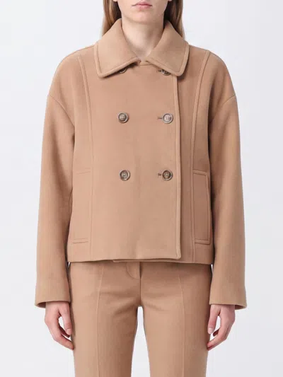 Pinko Double-breasted Wool-blend Peacoat With Dropped Shoulders In Silver
