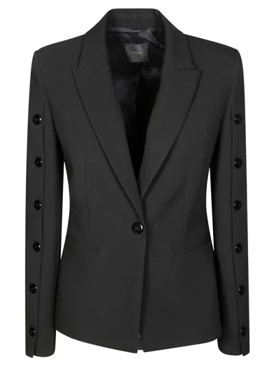 Pinko Double-fabric Mini Jacket With Button Sleeves In Black