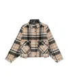 Pinko Double-layered Check-pattern High-neck Coat In Brown