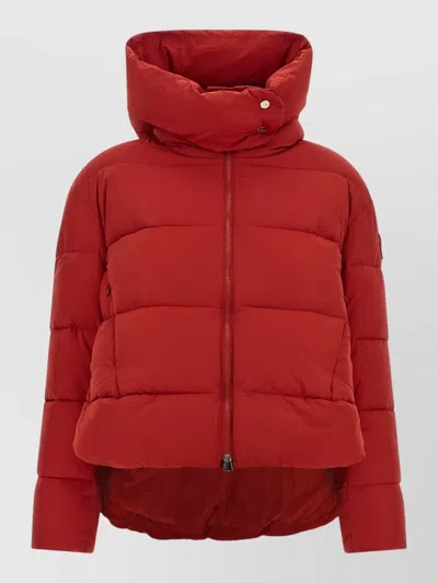 Pinko Down Jacket Hood High Collar Long Sleeves In Red