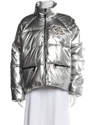Pre-owned Pinko Down Jacket In Silver