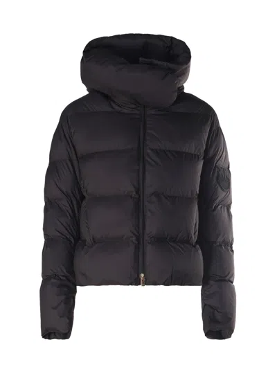 Pinko Padded Down Jacket With High Wrap-around Collar In Limo Black