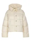 Pinko Cropped Puffer Jacket With High Collar In Yellow