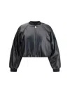 Pinko Cropped Bomber With A Leather-effect In Black
