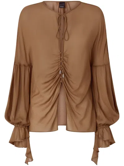 Pinko Draped Blouse In Brown